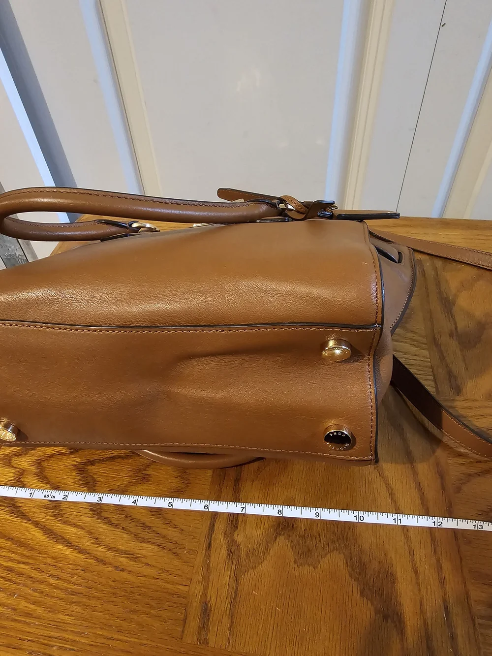 Michael Kors Cognac Leather Satchel with Gold-Tone Lock